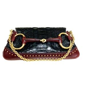 Mini python and leather Gucci horsebit bag.